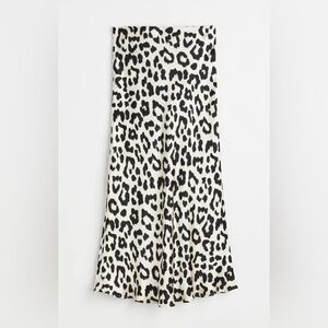 H&M black and cream midi animal Print Skirt